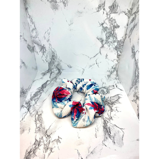 Mini Floral Poinsettia Christmas Bullet Scrunchie