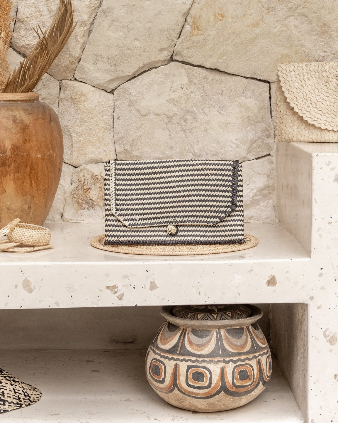 Stripes Rattan Clutch