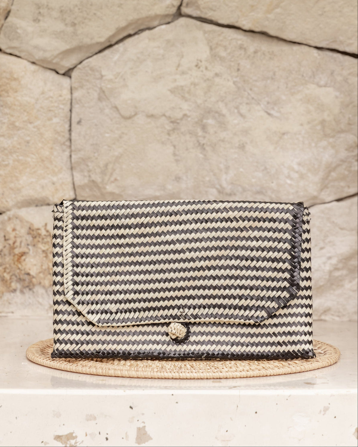 Stripes Rattan Clutch