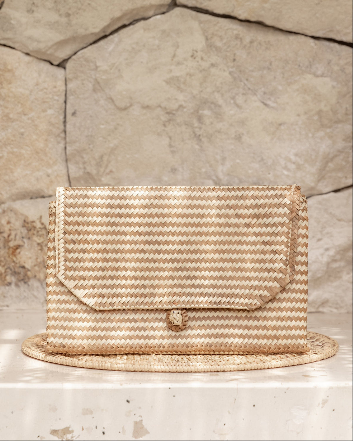 Stripes Rattan Clutch
