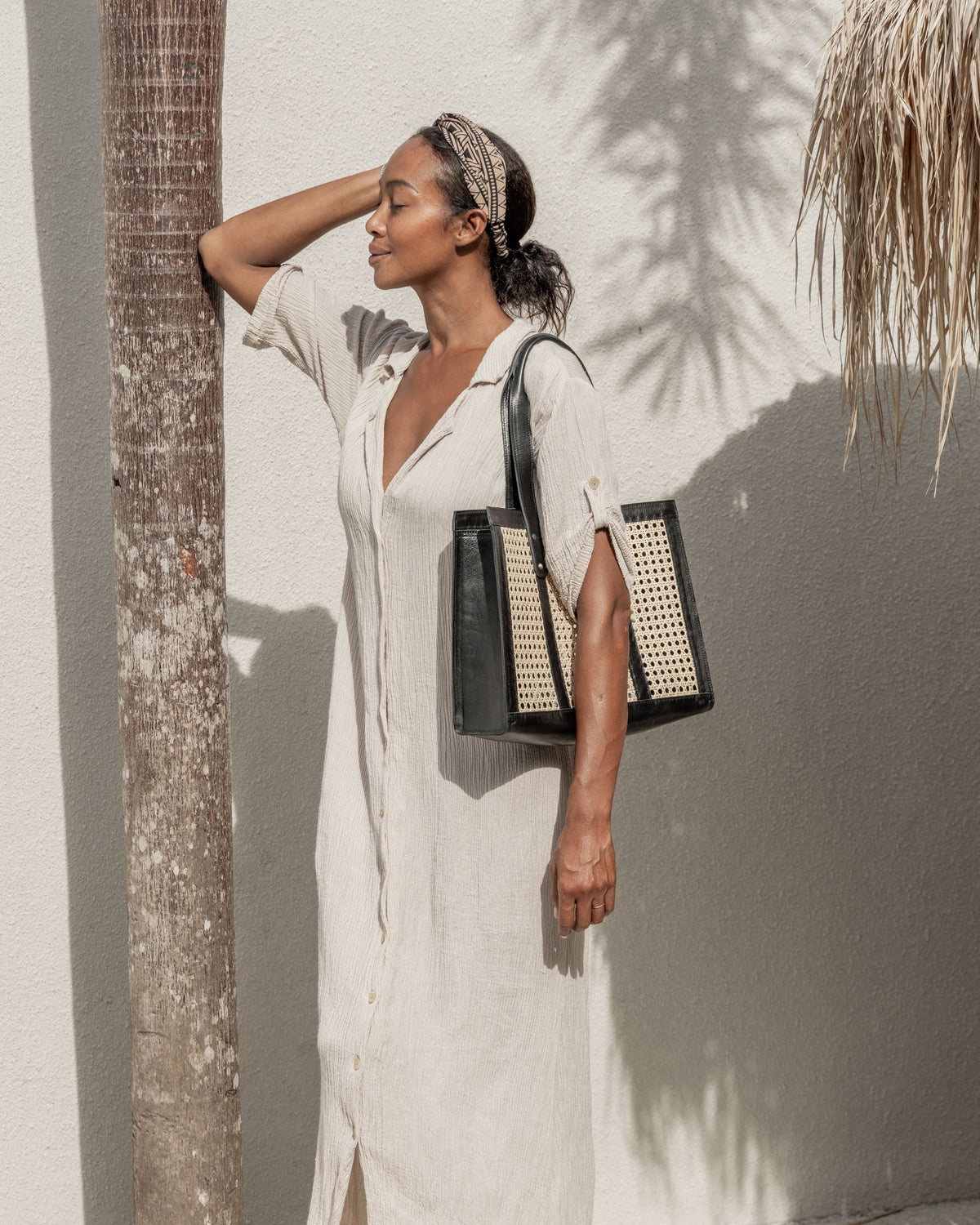 Raja Leather and Cane Everyday Bag