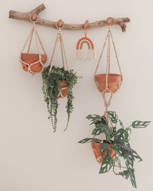 Wood Beaded Plant Hangers