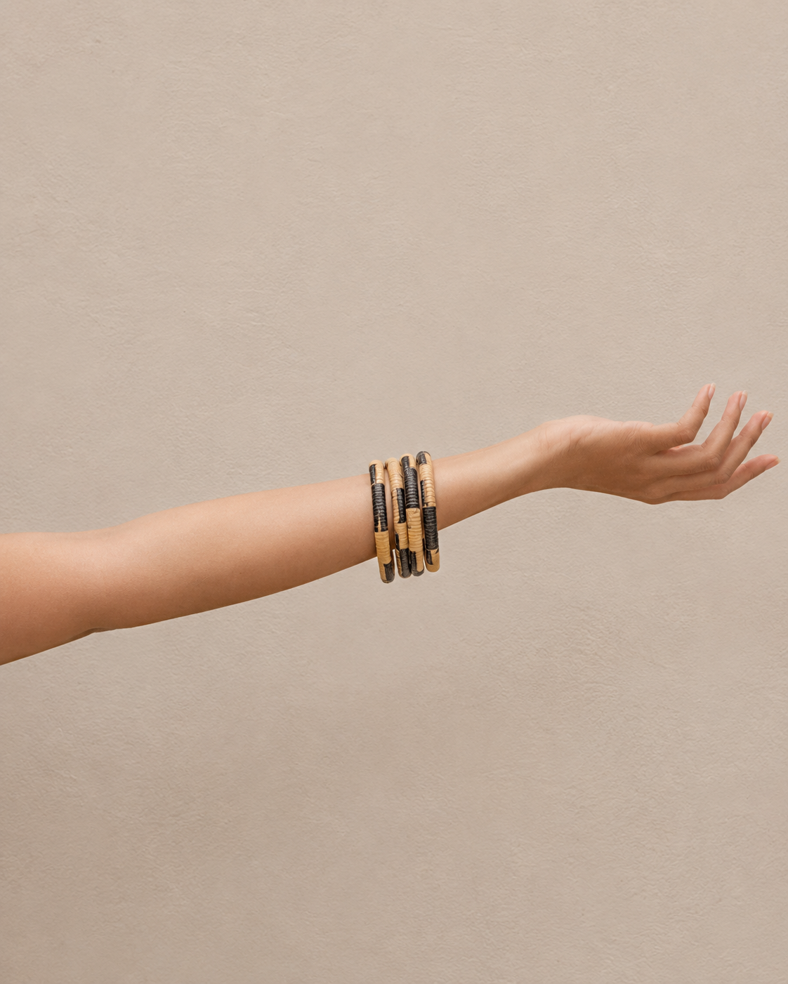 Black Motif Rattan Bangle