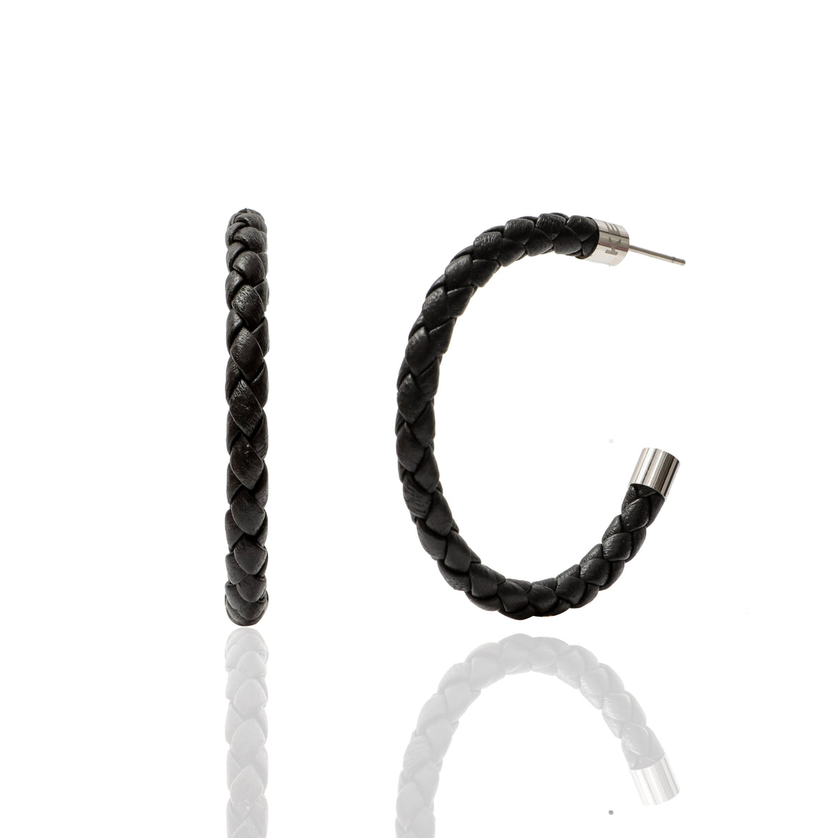 Black Braided Hoop Earrings