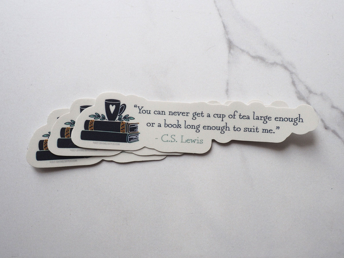 Tea & Books CS Lewis Quote Sticker