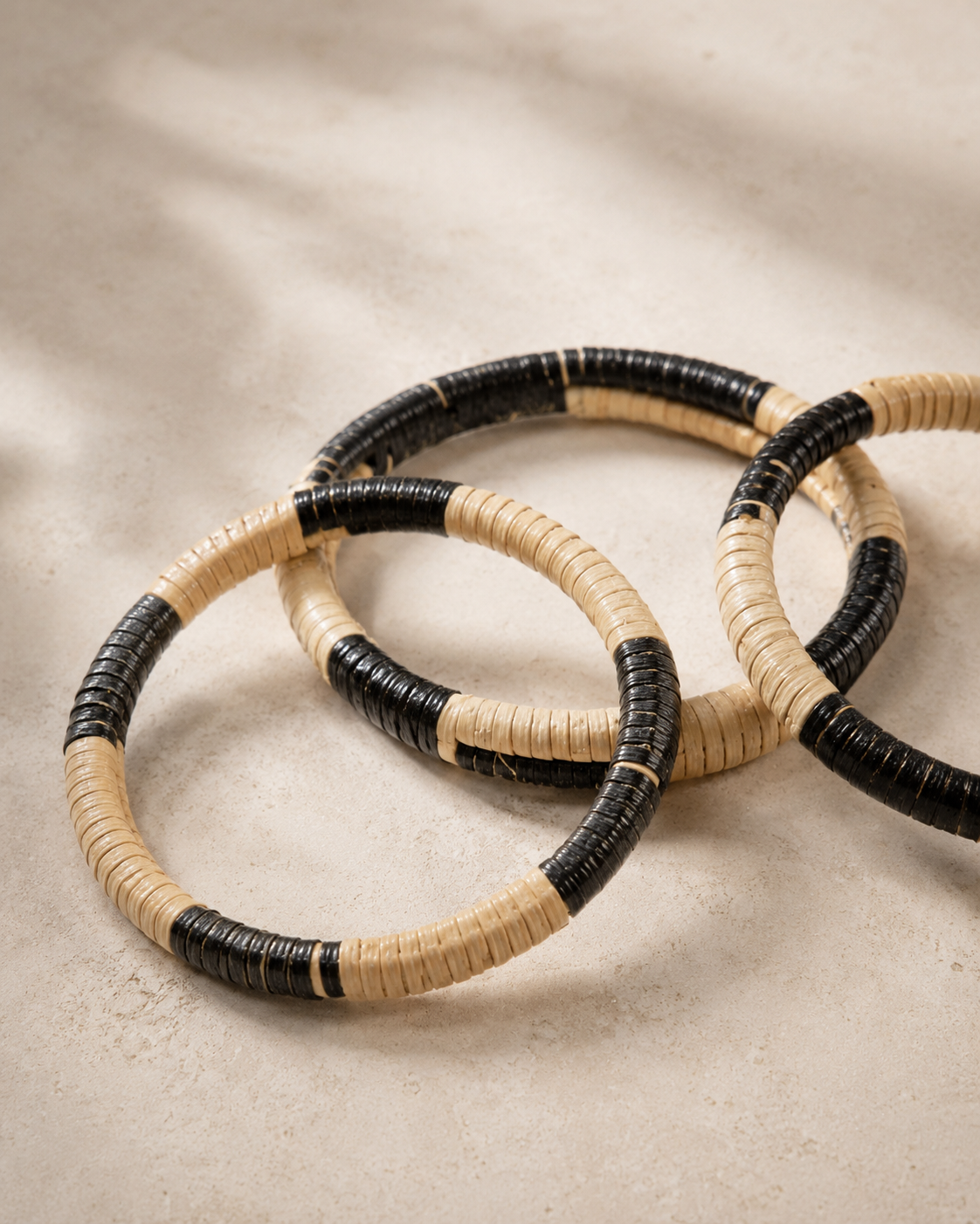 Black Motif Rattan Bangle