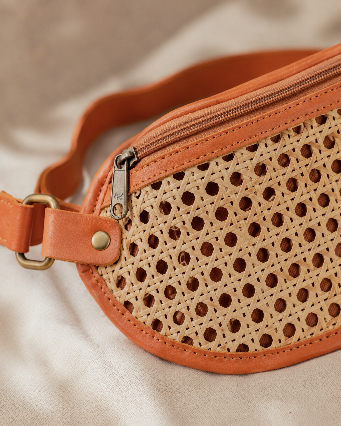 Raja Leather and Cane Sling Bag