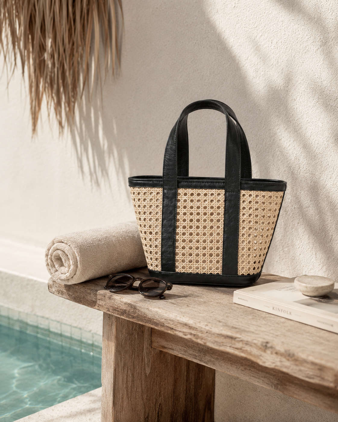 Raja Leather and Cane Carryall Bag