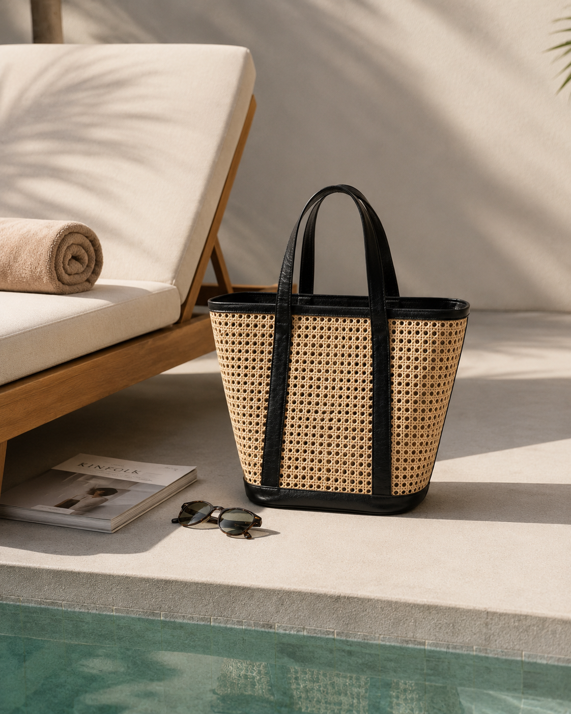 Raja Leather and Cane Carryall Bag