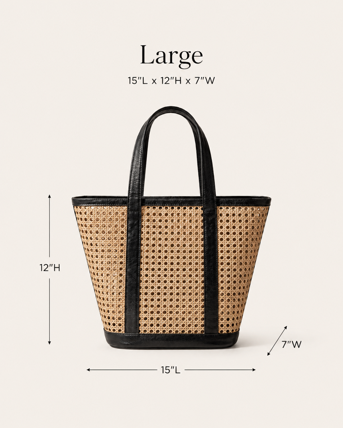 Raja Leather and Cane Carryall Bag