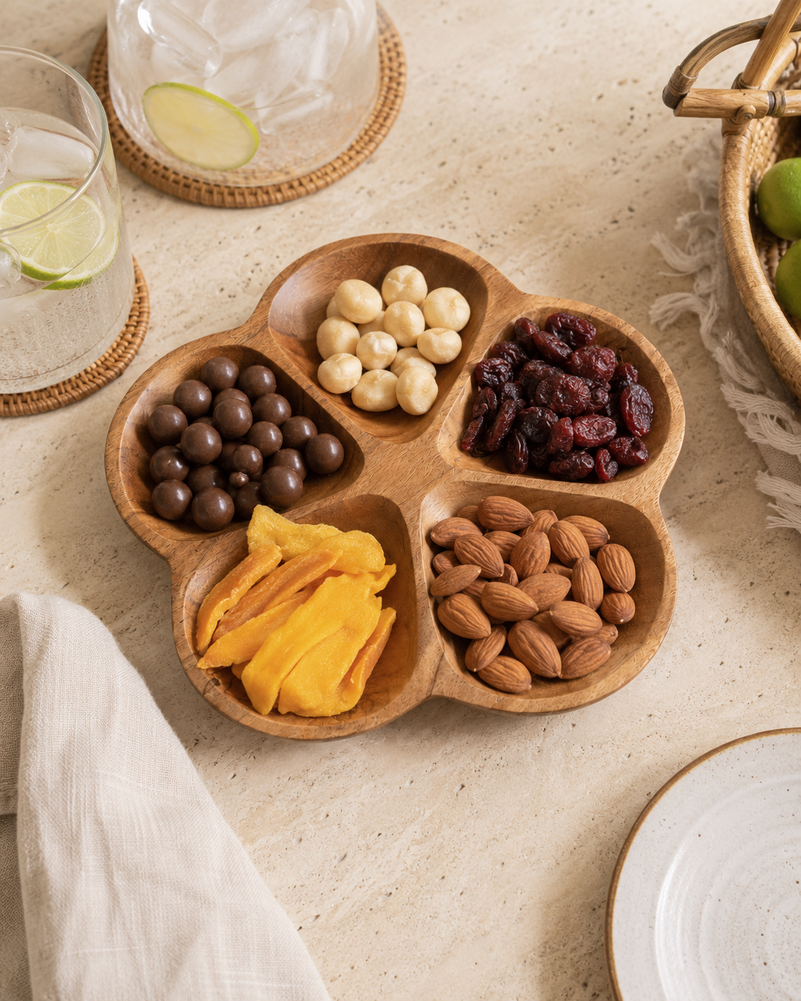 Flora Teak Divided Serving Dish