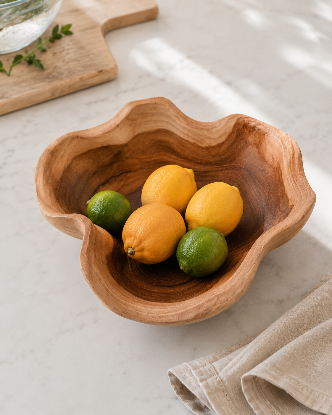 Teak Wavy Bowl
