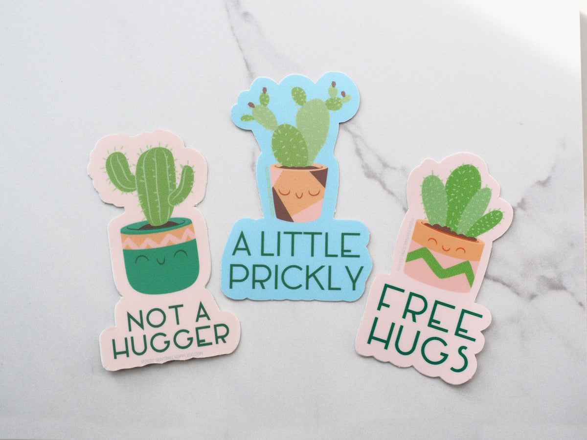 Free Hugs Cute Cactus Sticker