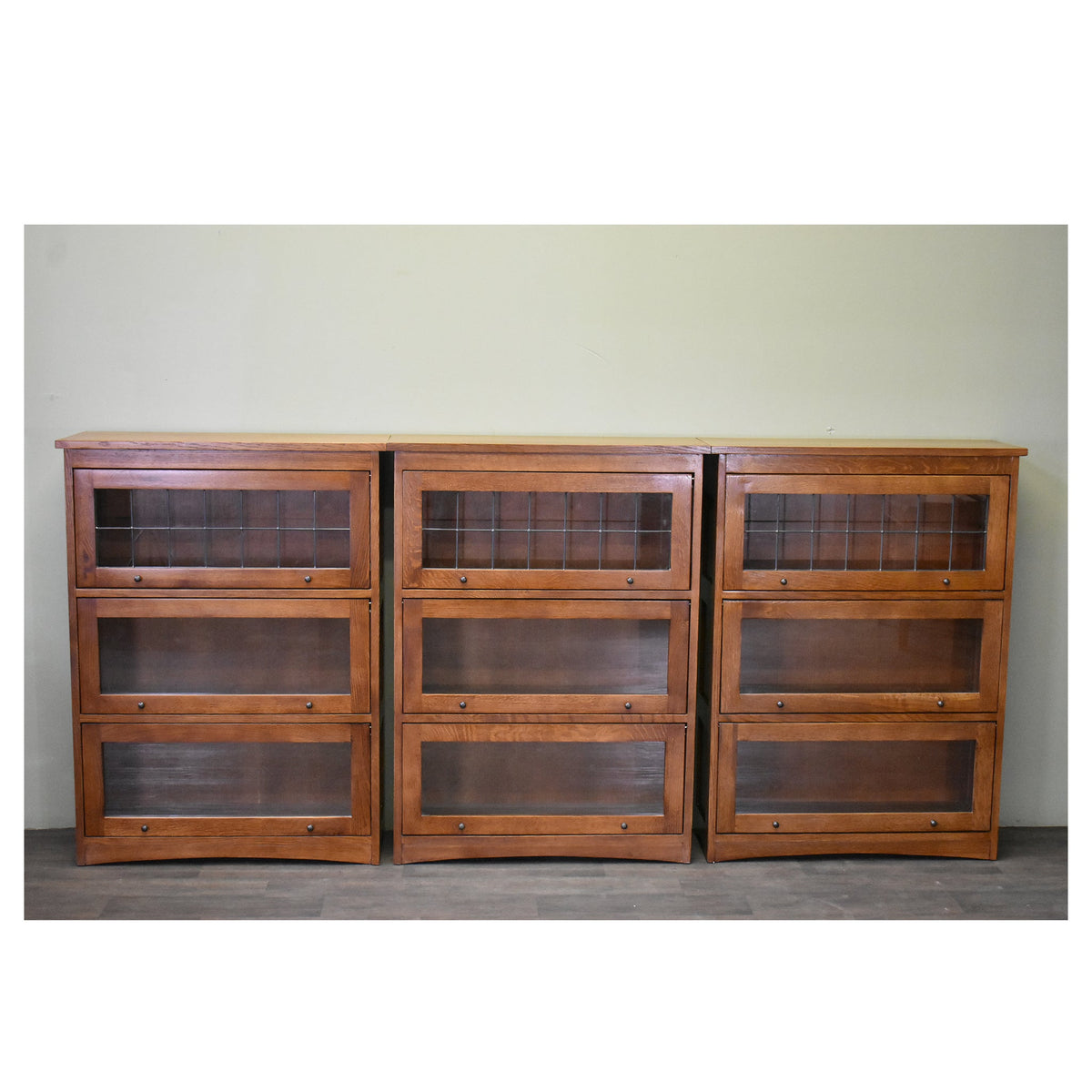 Mission Craftsman Style Oak Barrister Bookcase - 3 Stack