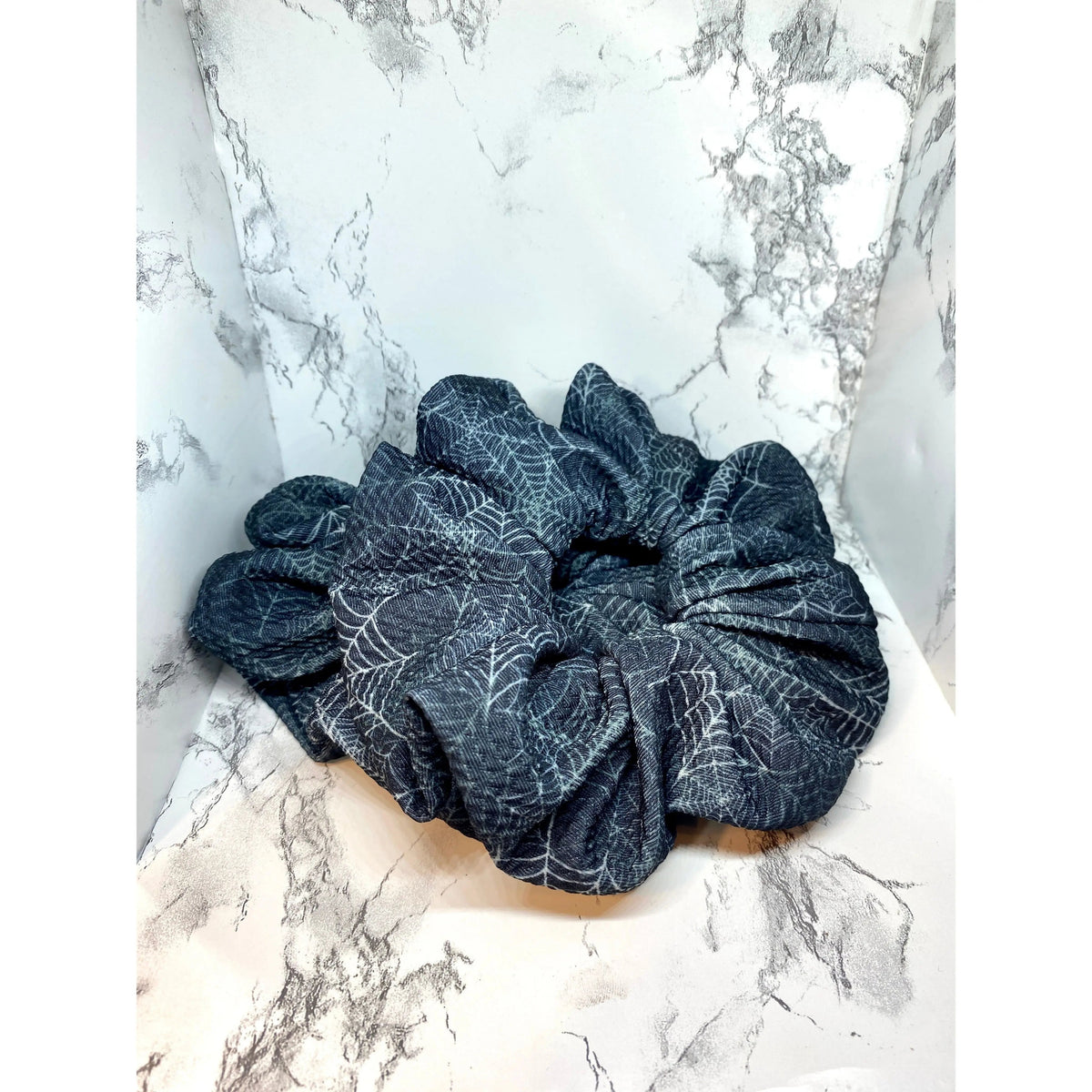Dark Spiderweb Halloween Bullet Scrunchie