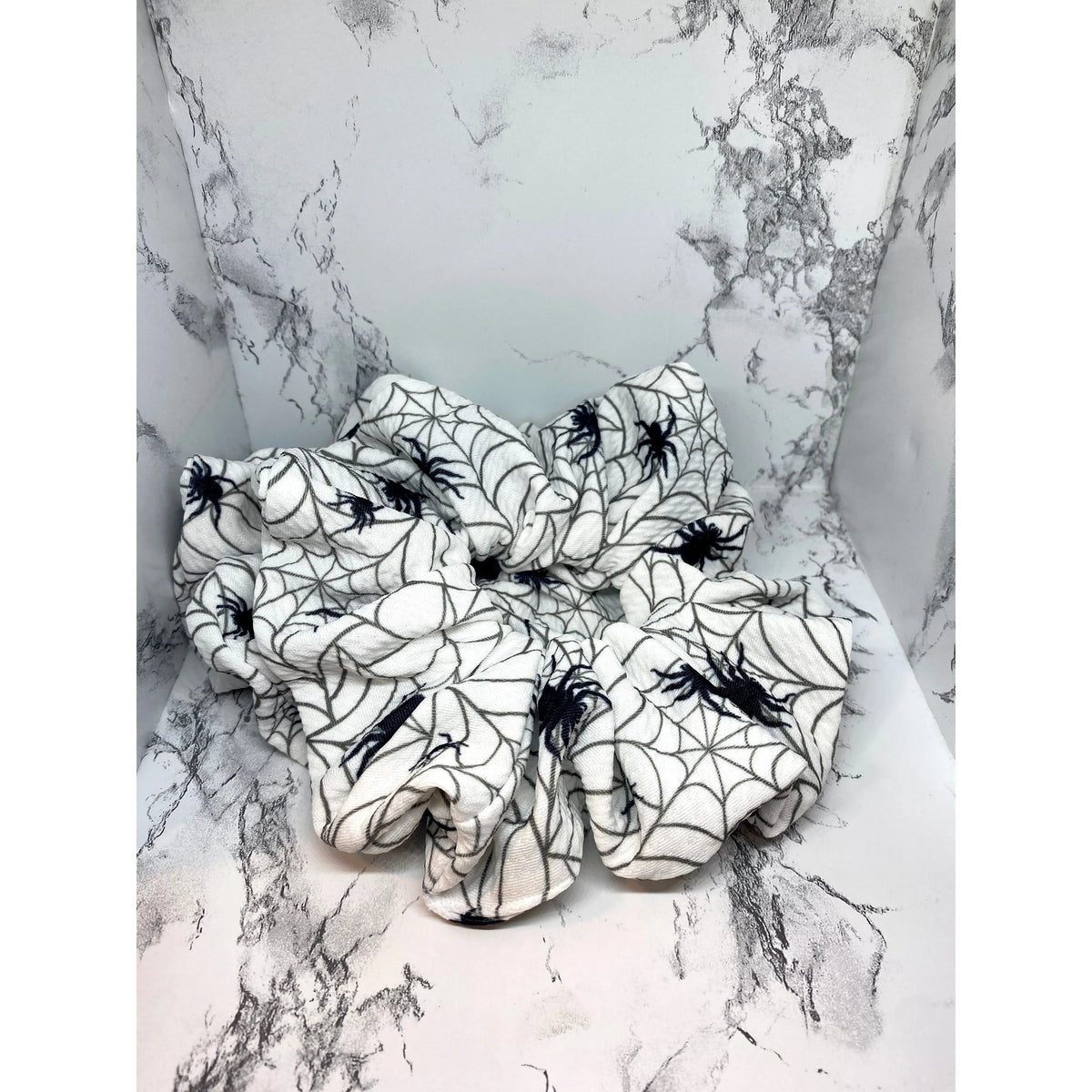 White Spiderweb Halloween Bullet Scrunchie