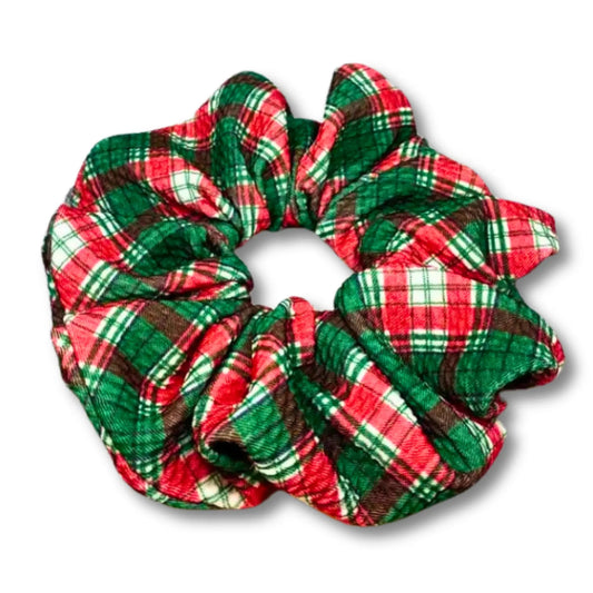 Red and Green Plaid Christmas Bullet Scrunchie