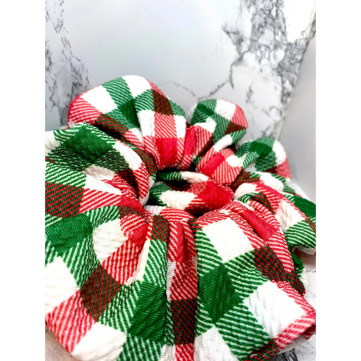 Square Plaid Christmas Bullet Scrunchie
