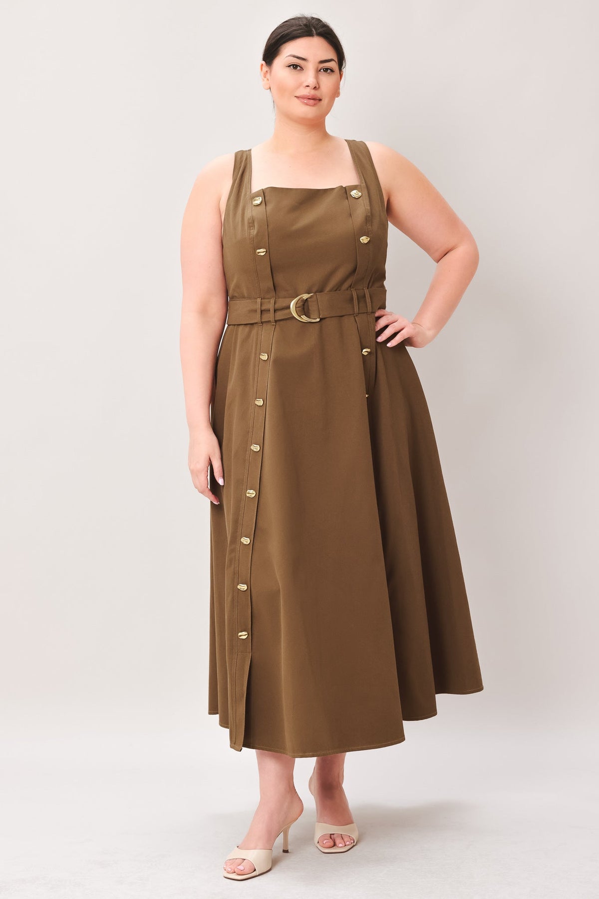 SWEET SIENNA WOVEN MIDI DRESS
