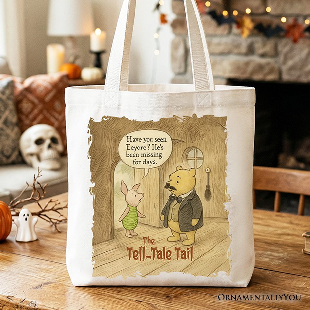 Edgar Allan Winnie-the-Pooh Tote Bag, 1926 A.A. Milne Vintage Halloween Mystery Tale Gift Shopper