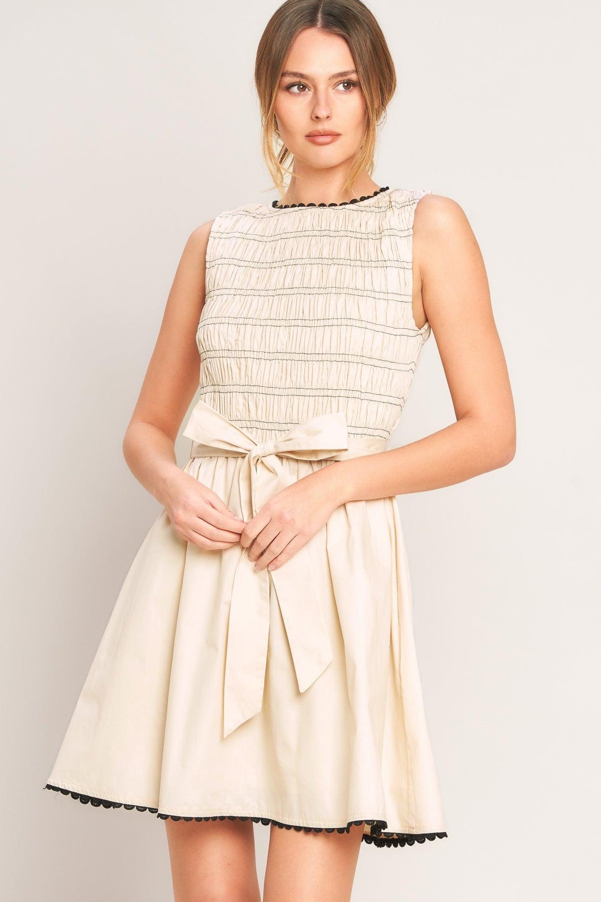 LOVELY ESCAPE WOVEN MINI DRESS