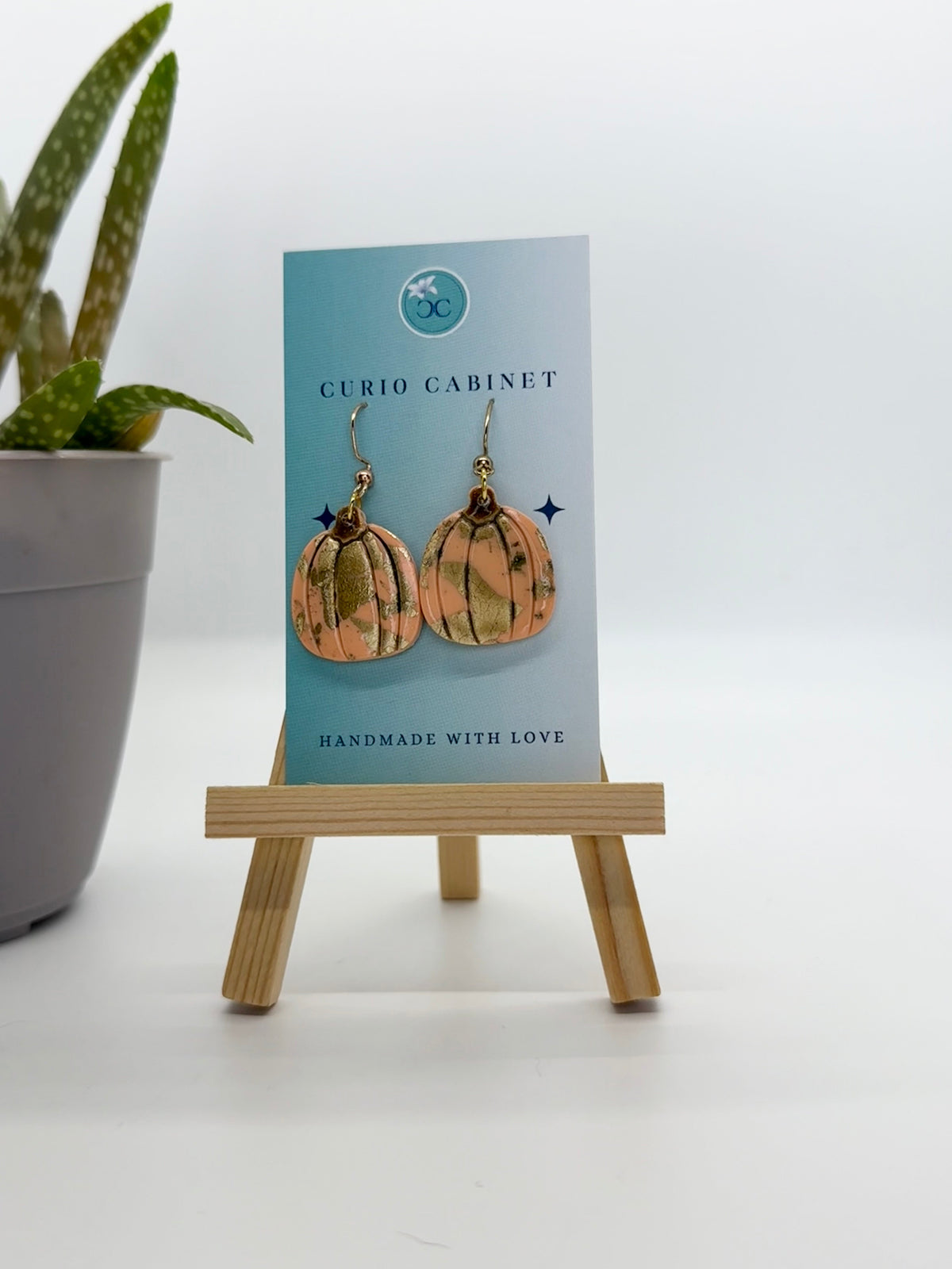 Gold Leaf Pumpkins - Polymer Clay Earrings