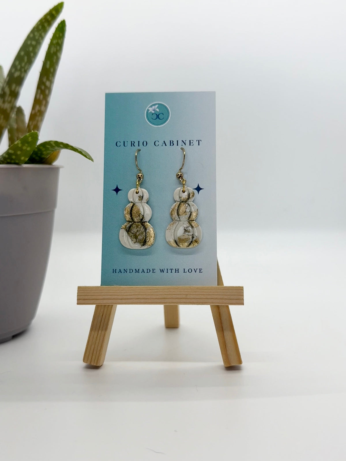 Gold Leaf Pumpkin Stacks - Polymer Clay Earrings