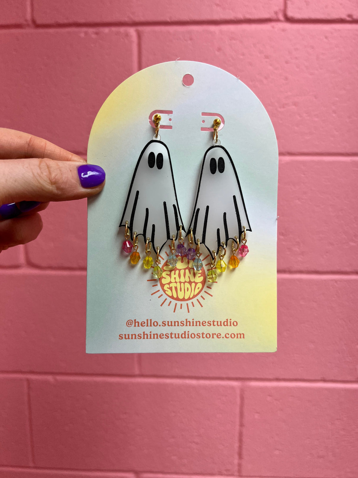 Ghoul Friends-Rainbow Ghost Earrings