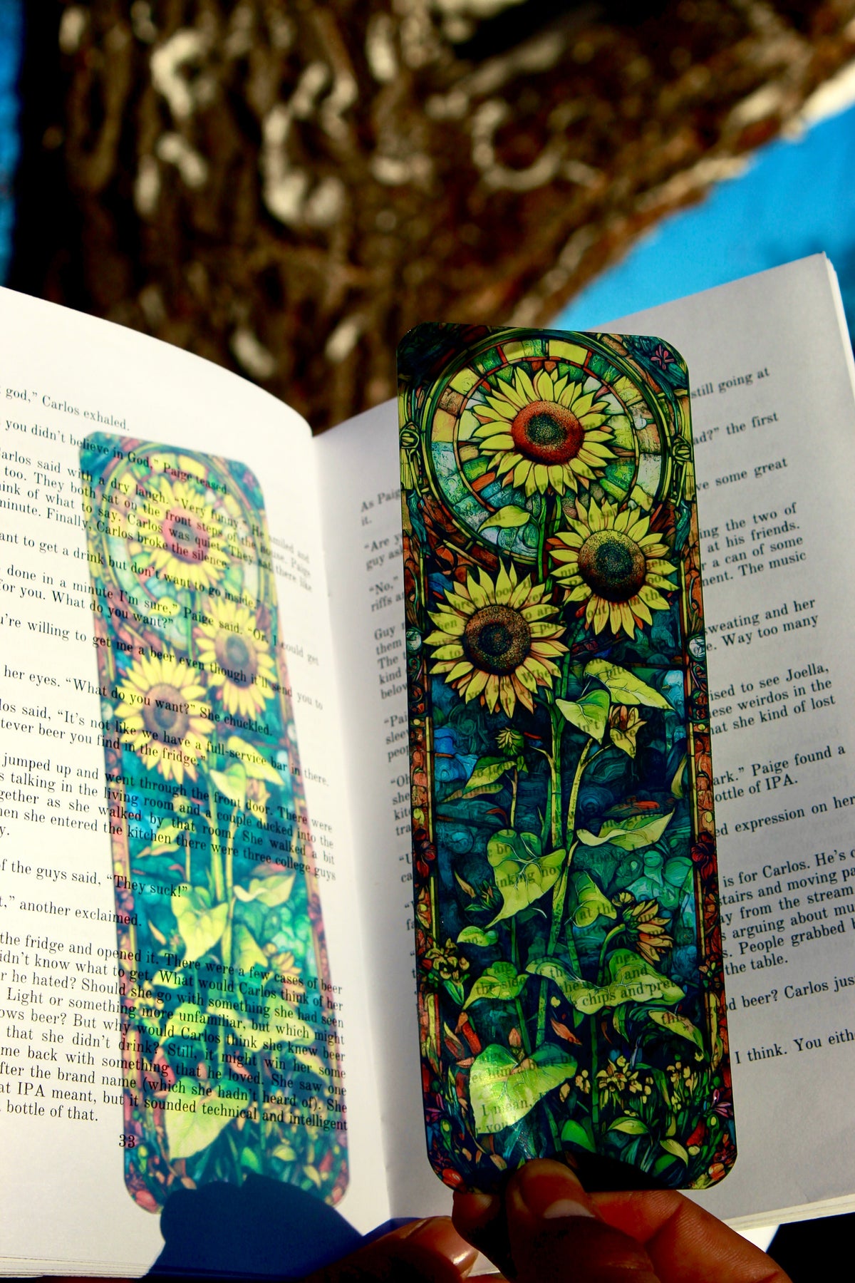 Hippie Chic Sunflower Bookmark - Boho Floral Art, Vibrant Sunflower Gift