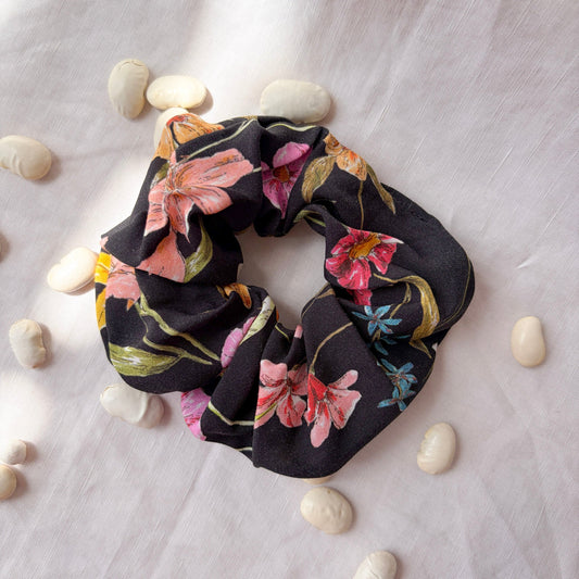 Black Floral Scrunchie