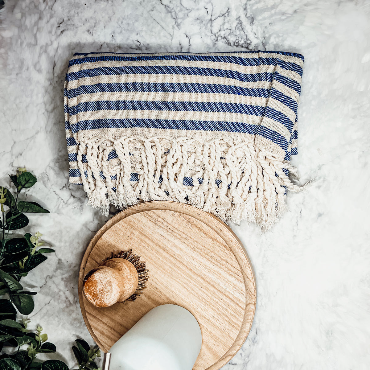 Nautical Turkish Towel 180GSM Cotton Peshtemal Beach Towel Light Quick Dry
