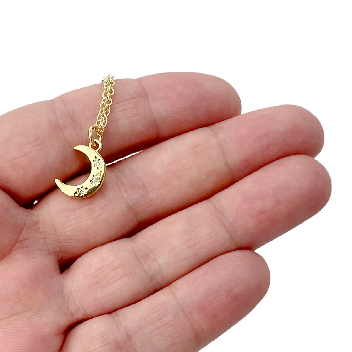 Vintage Crescent Moon Necklace Gold Celestial Minimalist Jewelry
