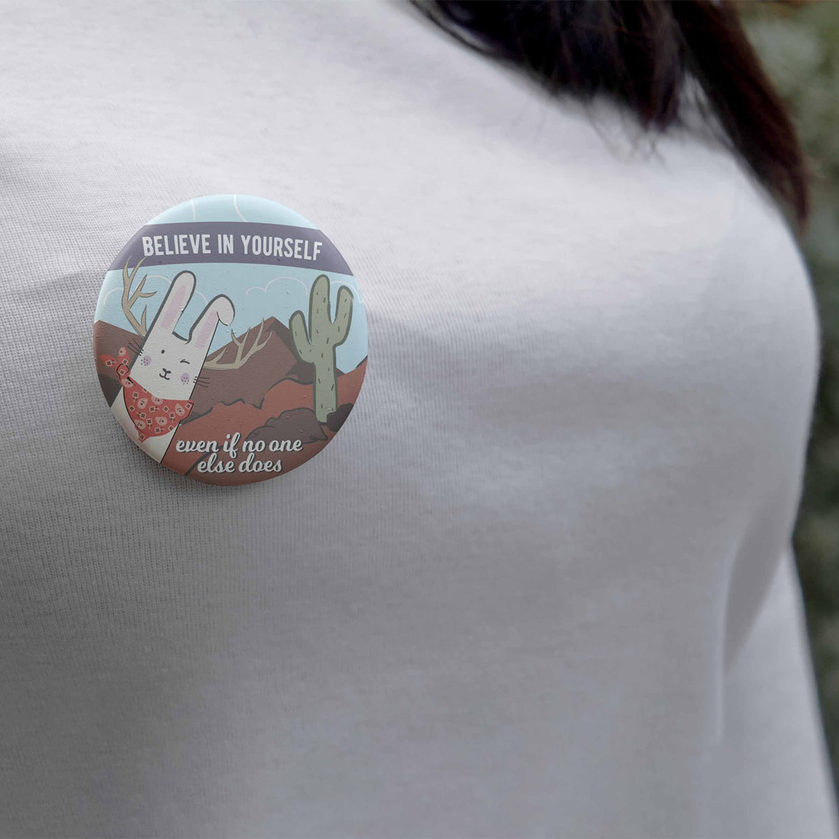 Believe Jackalope Pin - 2.25" Button