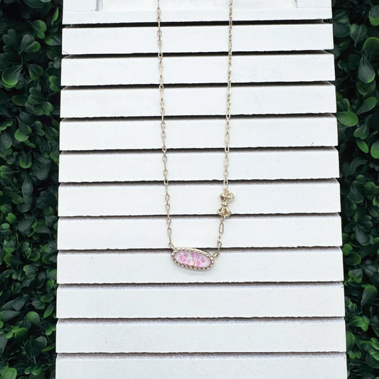 My Golden Bling Necklace: Floral Bow White