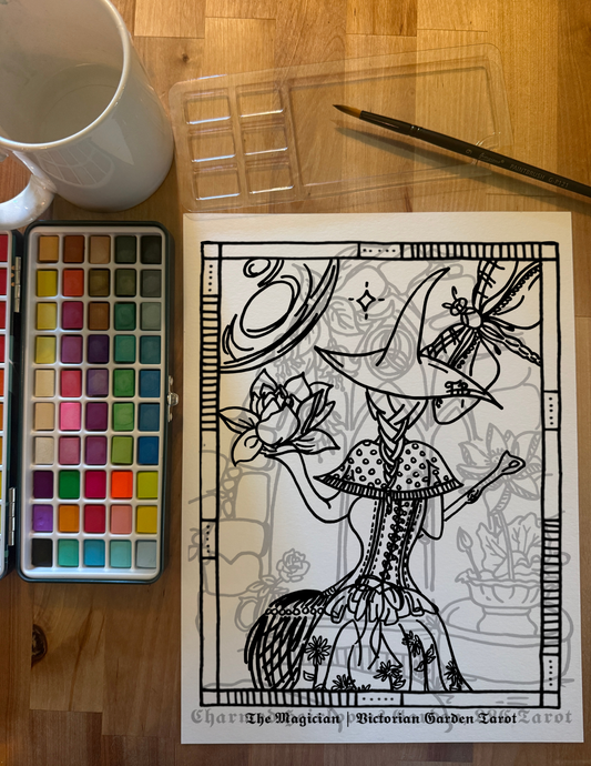 Major Arcana Tarot Coloring Page - 𝕿𝖍𝖊 𝕸𝖆𝖌𝖎𝖈𝖎𝖆𝖓