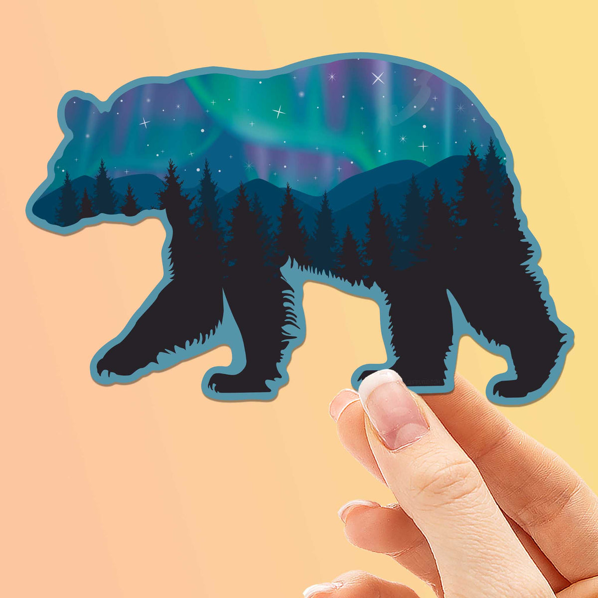 Northern Lights Bear Sticker