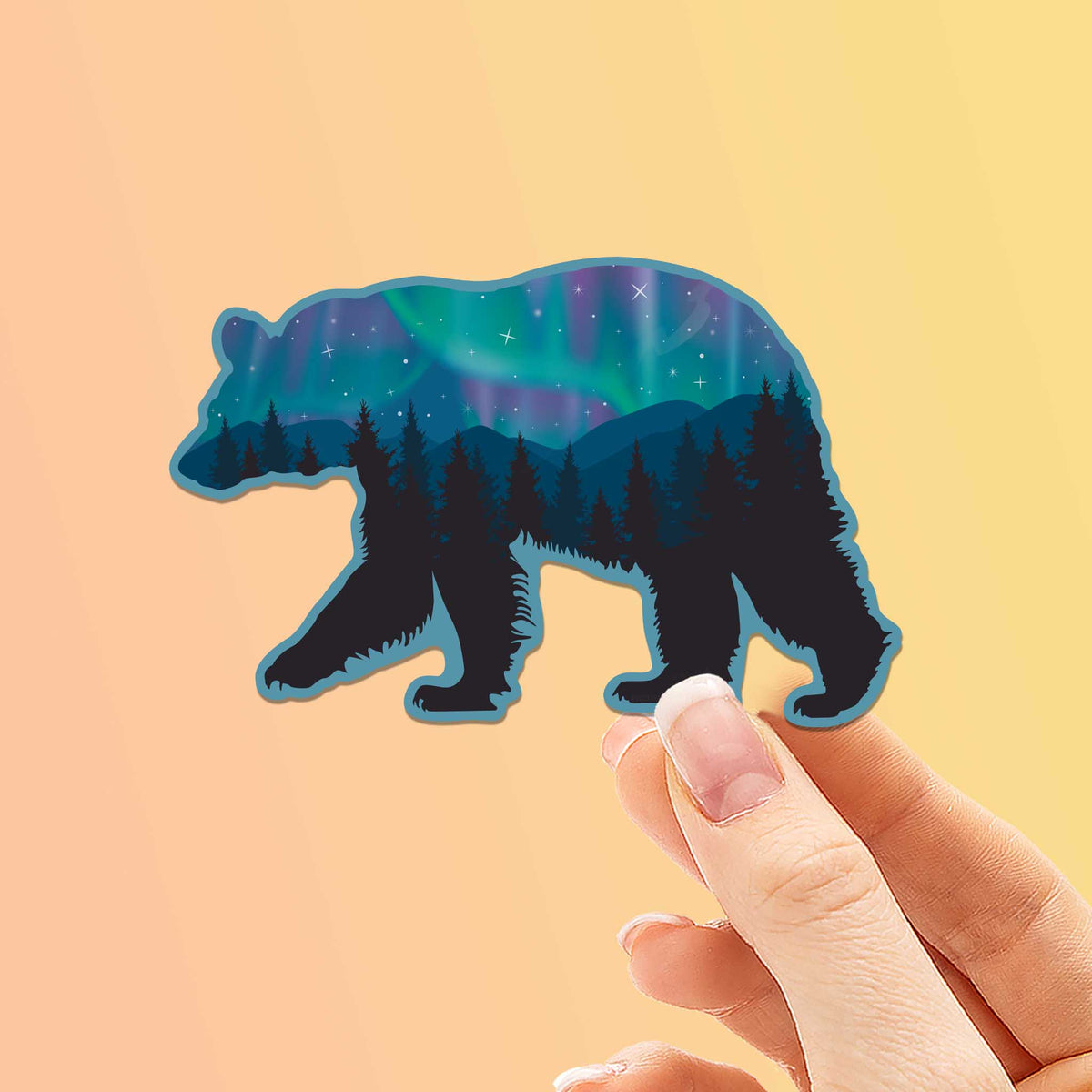 Northern Lights Bear Sticker