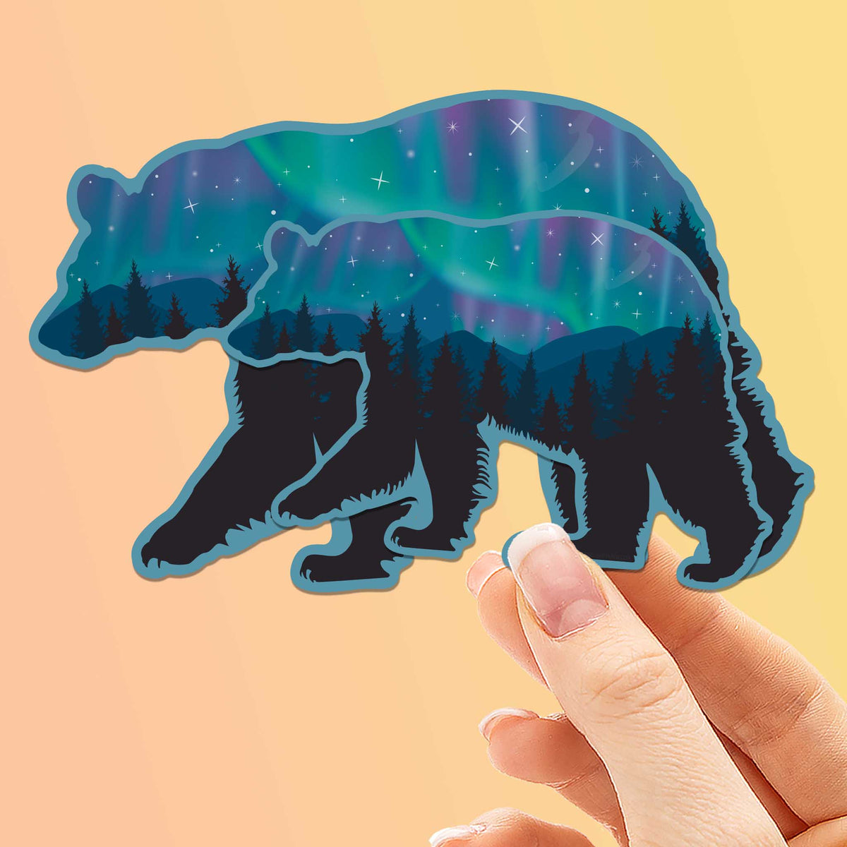 Northern Lights Bear Sticker