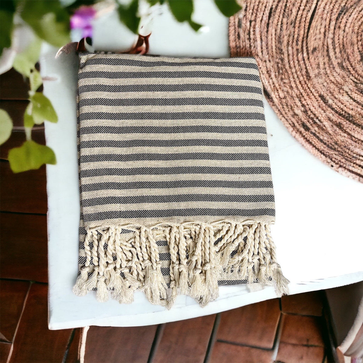 Nautical Turkish Towel 180GSM Cotton Peshtemal Beach Towel Light Quick Dry