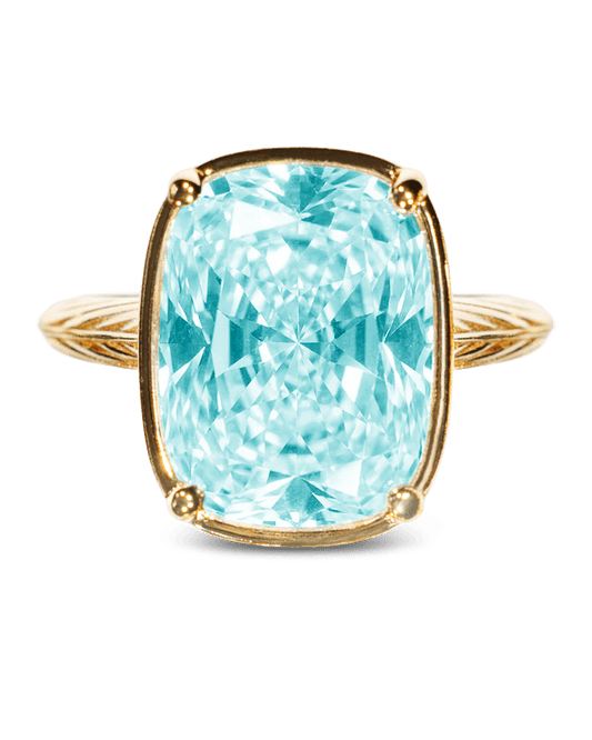 Sterling Silver Elongated Cushion Aquamarine CZ Cocktail Ring