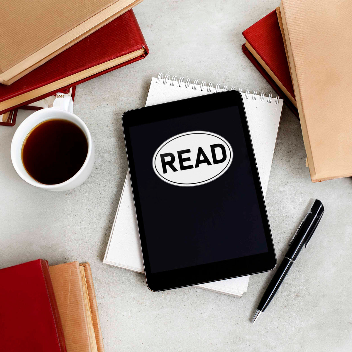 READ White Oval Bumper Sticker - Cute Book Decal