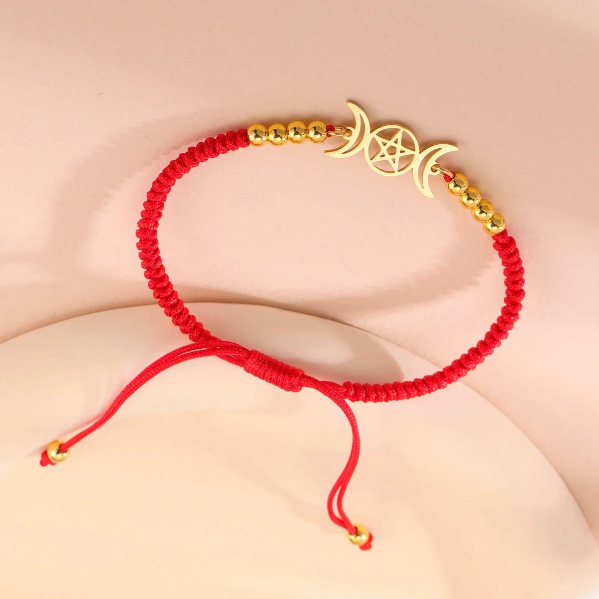 Triple Moon Pentacle Adjustable Bracelet