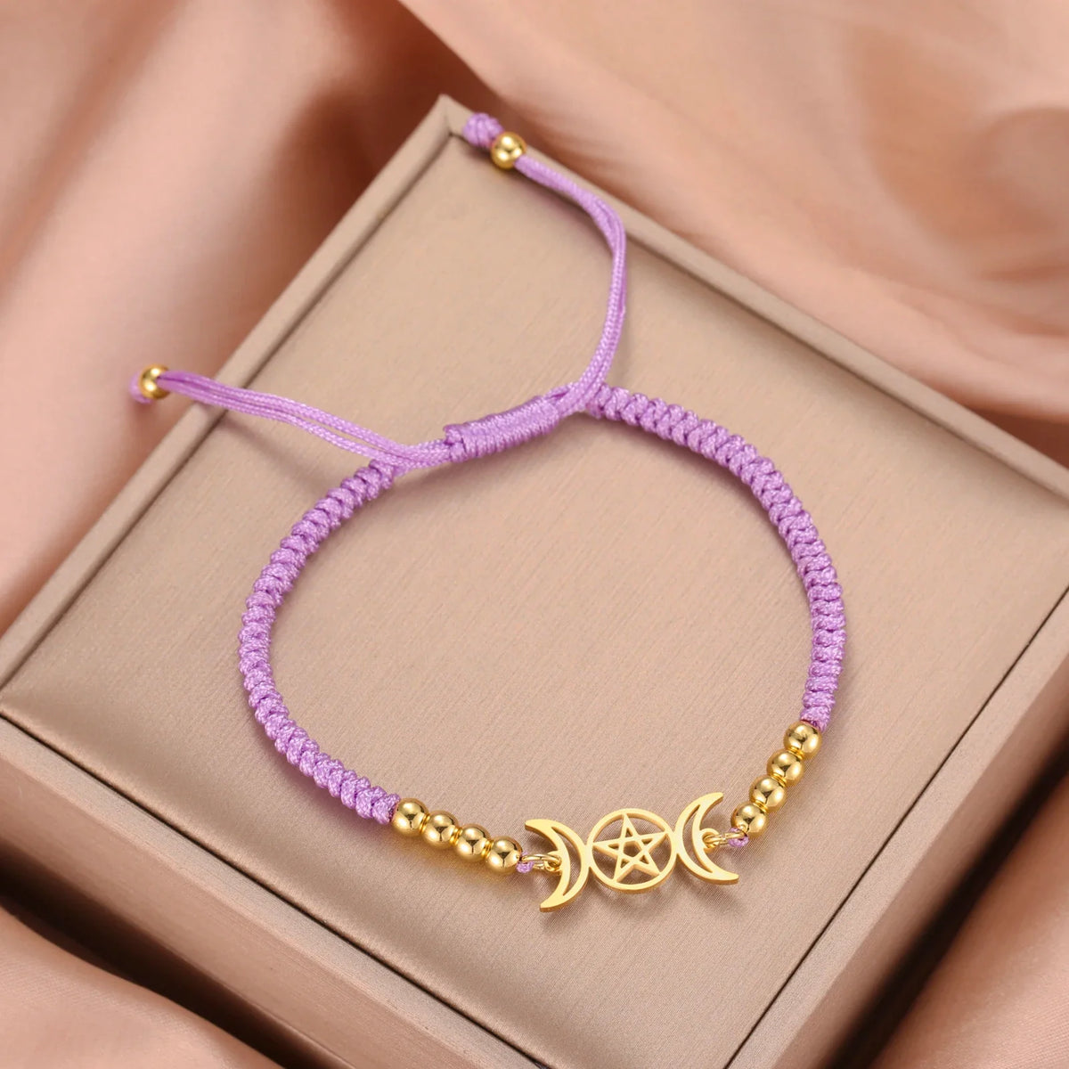 Triple Moon Pentacle Adjustable Bracelet