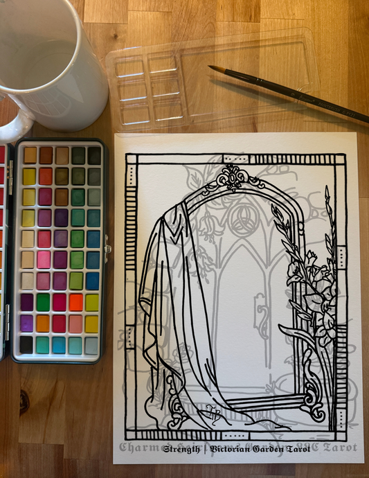 Major Arcana Tarot Coloring Page - 𝕾𝖙𝖗𝖊𝖓𝖌𝖙𝖍