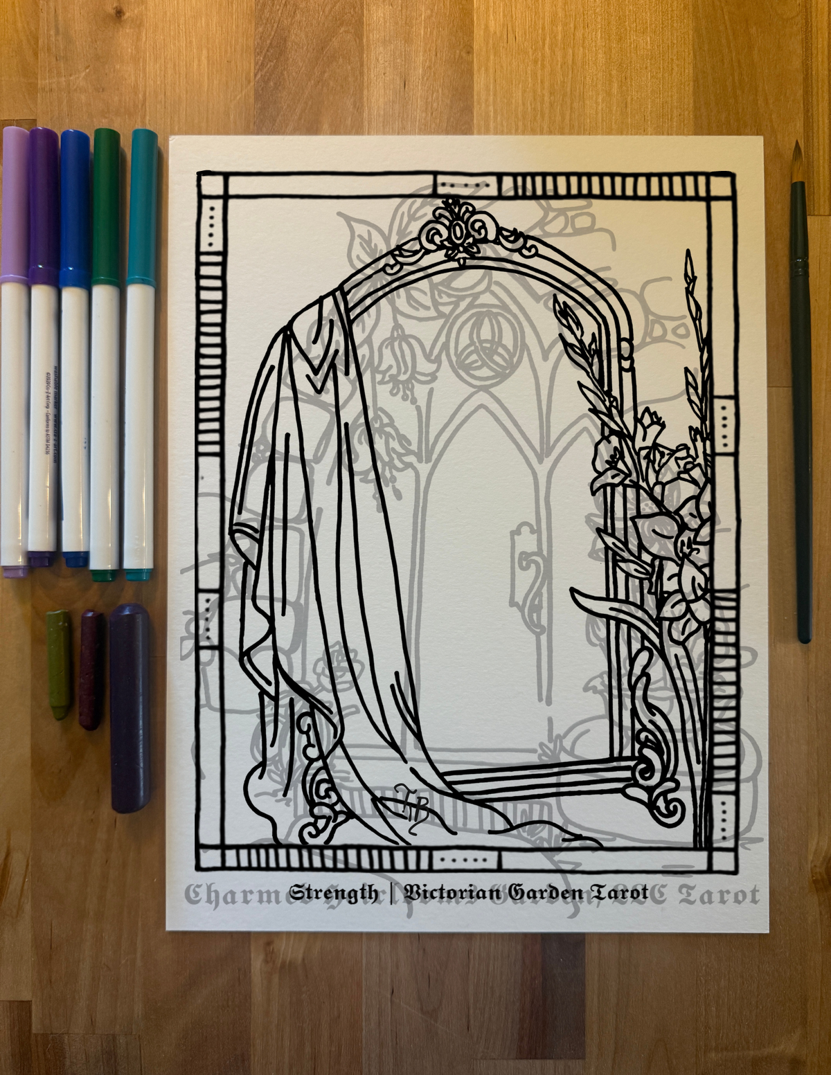 Major Arcana Tarot Coloring Page - 𝕾𝖙𝖗𝖊𝖓𝖌𝖙𝖍