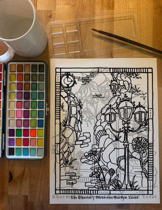 Major Arcana Tarot Coloring Page - 𝕿𝖍𝖊 𝕮𝖍𝖆𝖗𝖎𝖔𝖙
