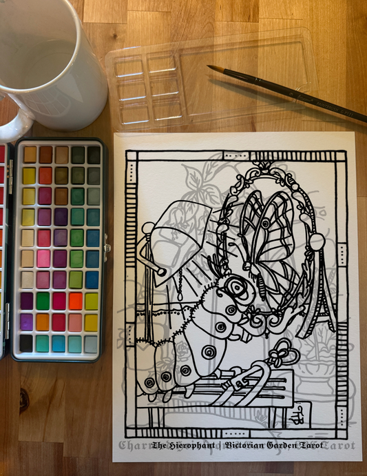 Major Arcana Tarot Coloring Page - 𝕿𝖍𝖊 𝕳𝖎𝖊𝖗𝖔𝖕𝖍𝖆𝖓𝖙