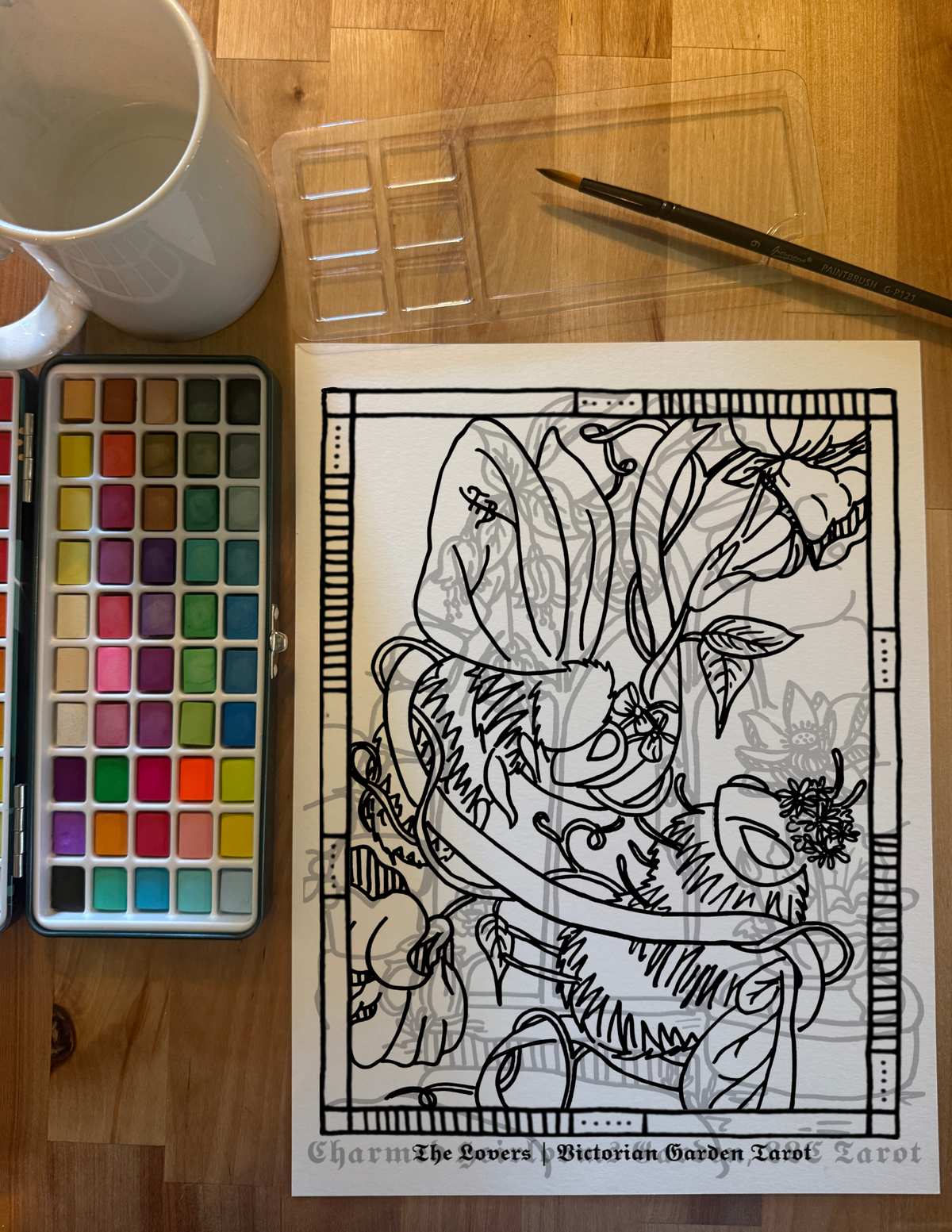 Major Arcana Tarot Coloring Page - 𝕿𝖍𝖊 𝕷𝖔𝖛𝖊𝖗𝖘