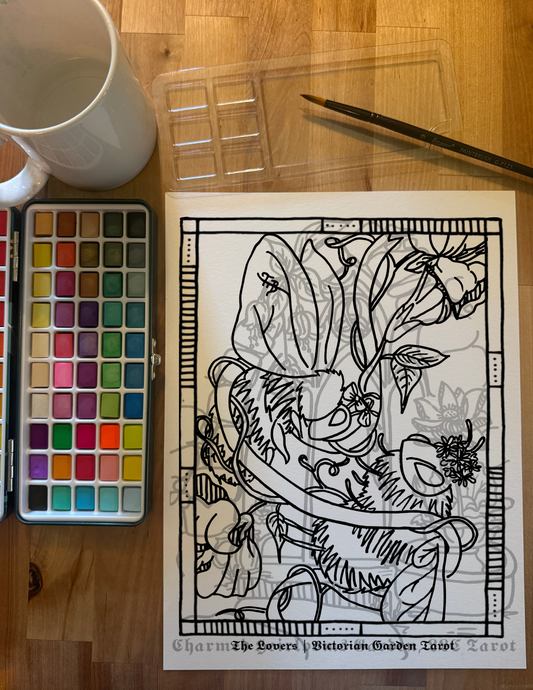 Major Arcana Tarot Coloring Page - 𝕿𝖍𝖊 𝕷𝖔𝖛𝖊𝖗𝖘