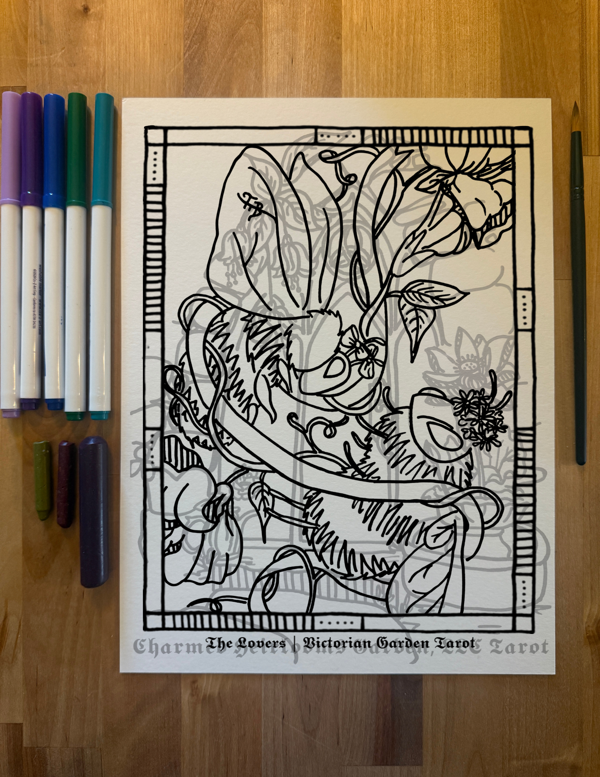 Major Arcana Tarot Coloring Page - 𝕿𝖍𝖊 𝕷𝖔𝖛𝖊𝖗𝖘